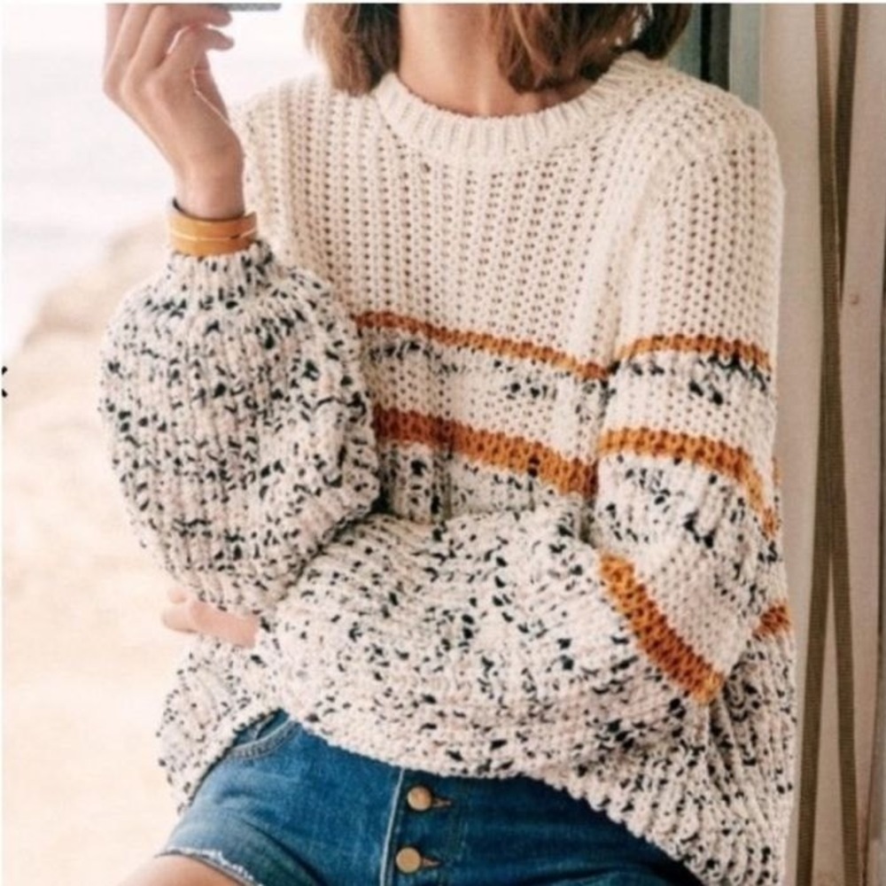 Sézane Clement Open Knit Chunky Balloon Sleeve Jumper Sweater Size Small